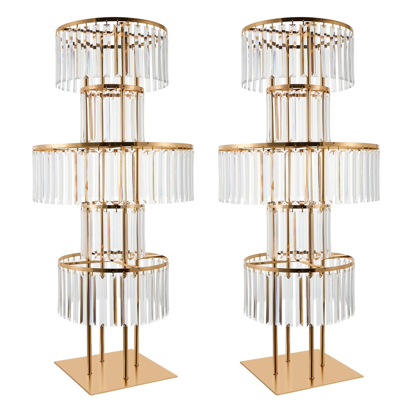 NONECN Five Tier Crystal Flower Stand Wedding Centerpiece Iron and Acrylic Electroplated Finish Rust Resistant-A