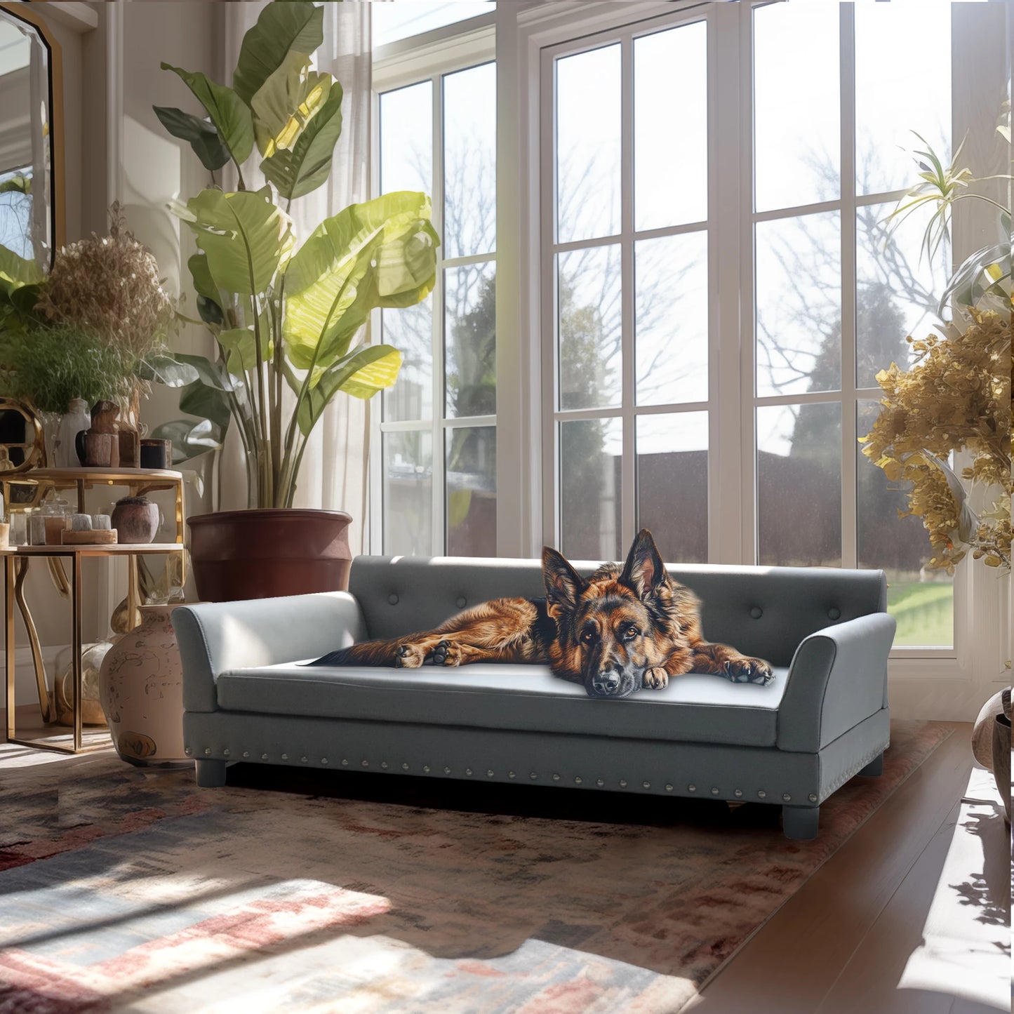 Bingopaw Rectangle Elevated Dog Bed And Sofa For Medium And Large Dogs Cushioned Support And Modern Design-A