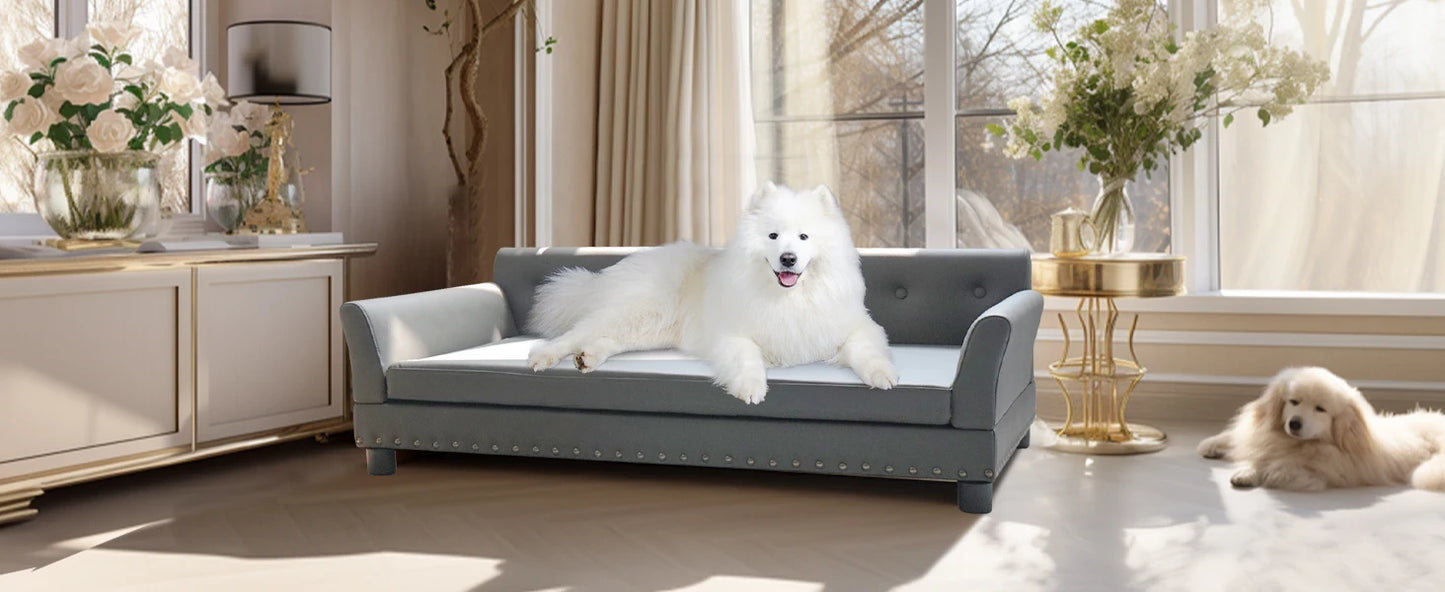 Bingopaw Rectangle Elevated Dog Bed And Sofa For Medium And Large Dogs Cushioned Support And Modern Design-A