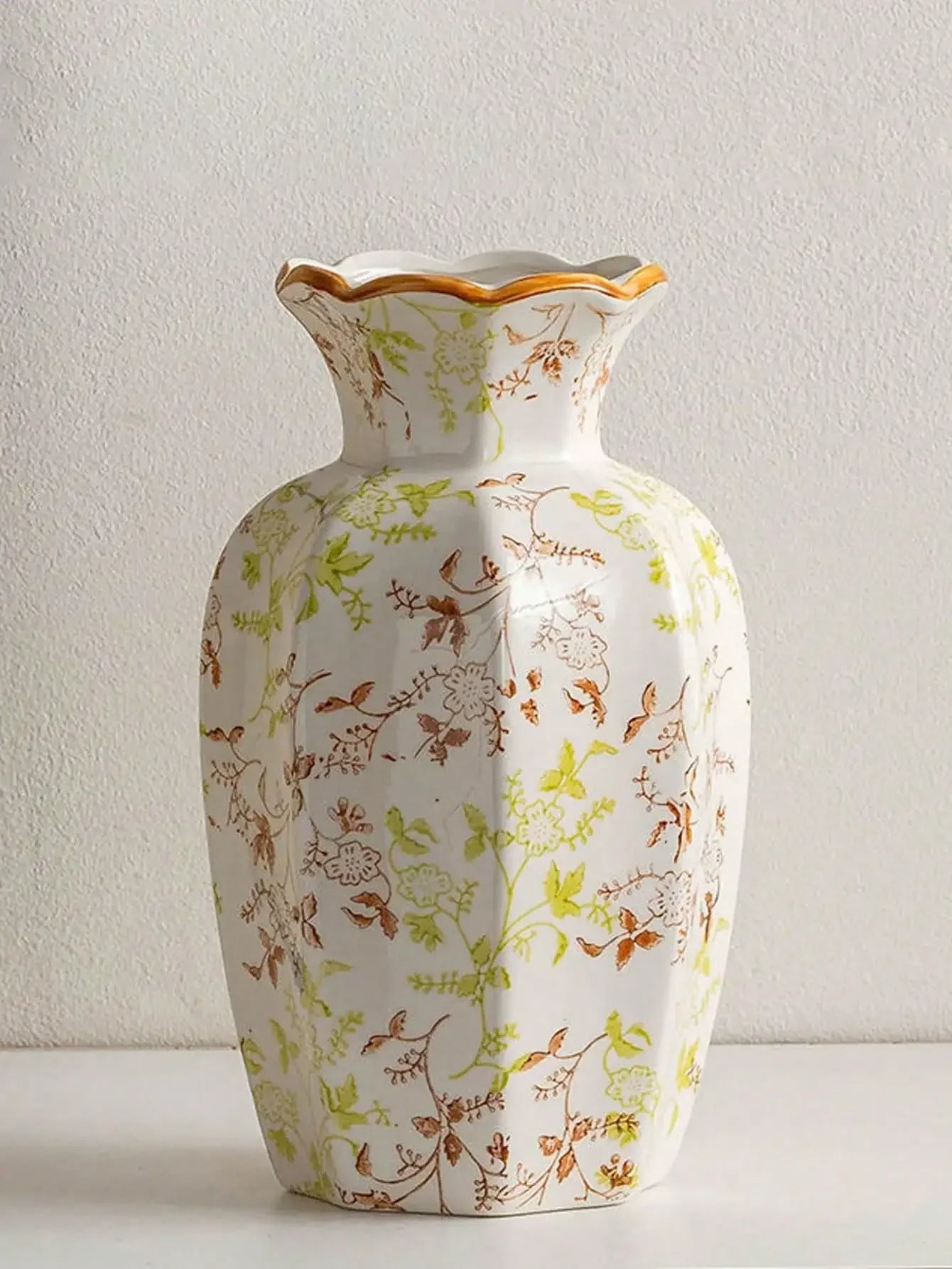 Porcelain Vase Chinese Retro Floral Decor For Living Room Multicolor Glaze Elegant Vintage Accent-A