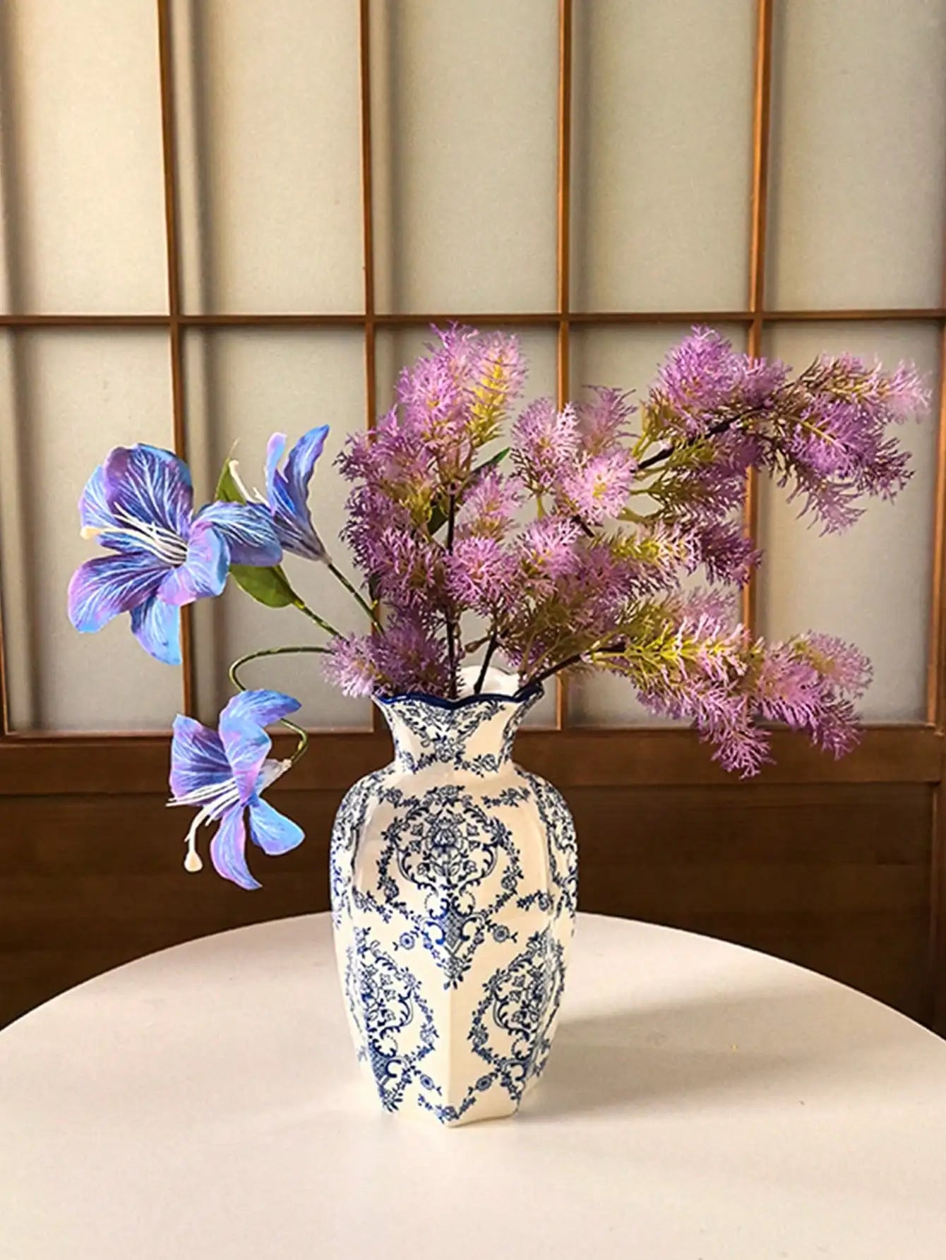 Porcelain Vase Chinese Retro Floral Decor For Living Room Multicolor Glaze Elegant Vintage Accent-A