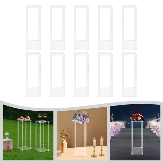 Clear Acrylic Flower Display Stand Set 10 Pieces Geometric Centerpieces for Weddings and Events-A