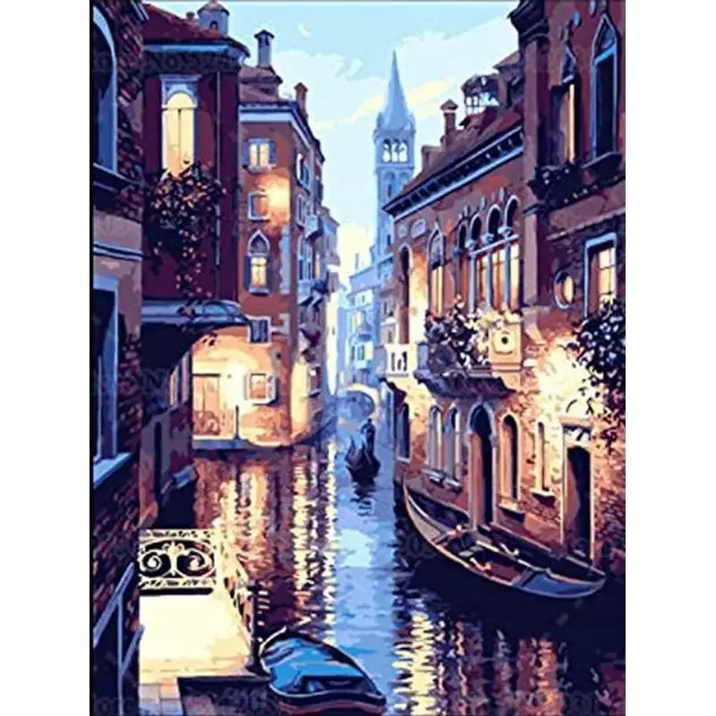 Fairy Dust Resin 5D Diamond Painting Kit Town Full Square Drill Velvet Canvas With Dense Coverage-A