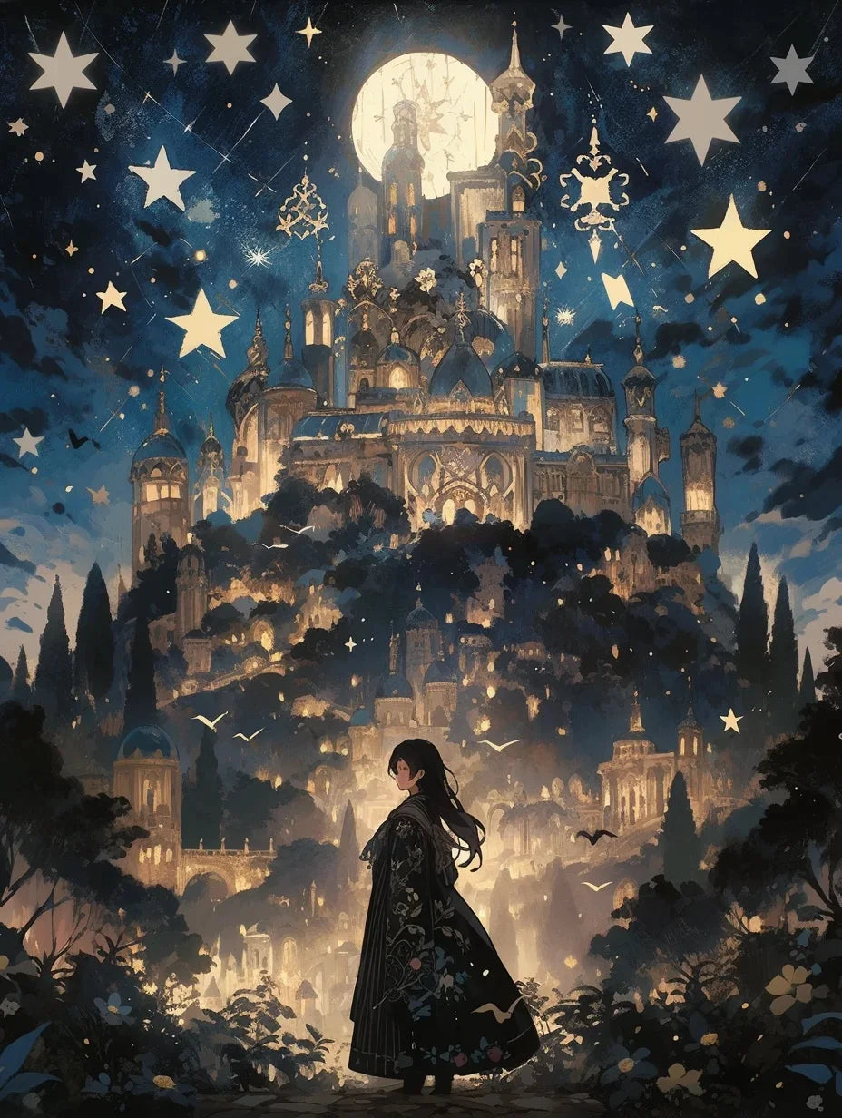 Potdemiel Fairy Dust DIY 5D Diamond Painting Dream Castle Mosaic Full Drill Square Or Round Diamonds-A