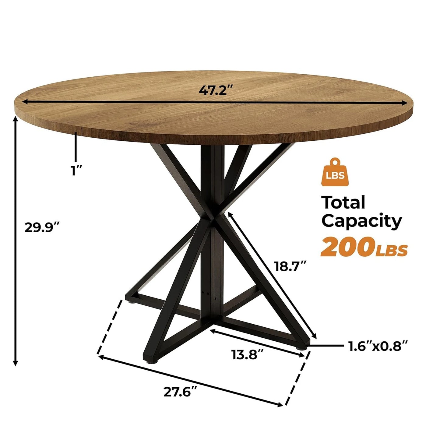 Twister CK Round Dining Table For Four With Wood Top And Metal Pedestal For Family Dinners And Games-A