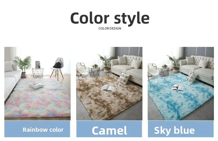 Rakks Tie Dye Silk Plush Geometric Living Room Rug 100 Percent Polyester Pile Ultra Soft-A