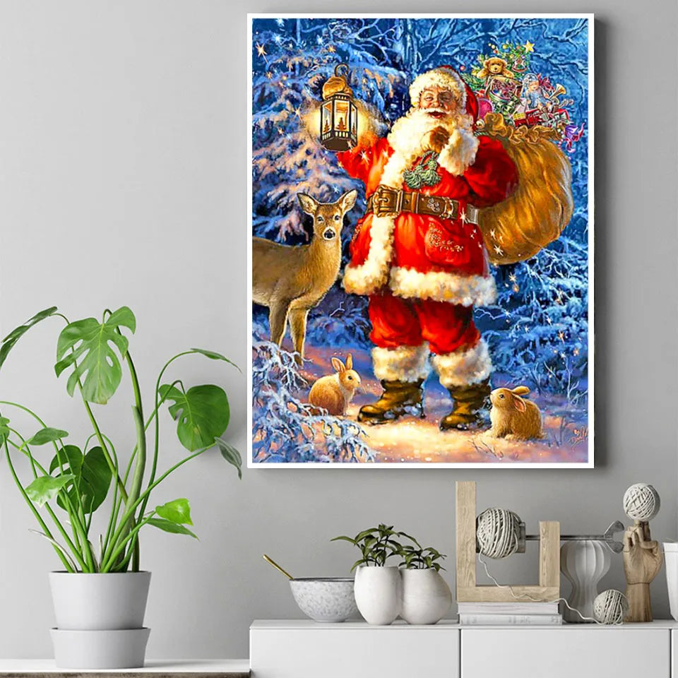 Nianhua 5D Diamond Painting Santa Claus Mosaic Kit Christmas A Full Drill Canvas With Square Or Round Drills-A