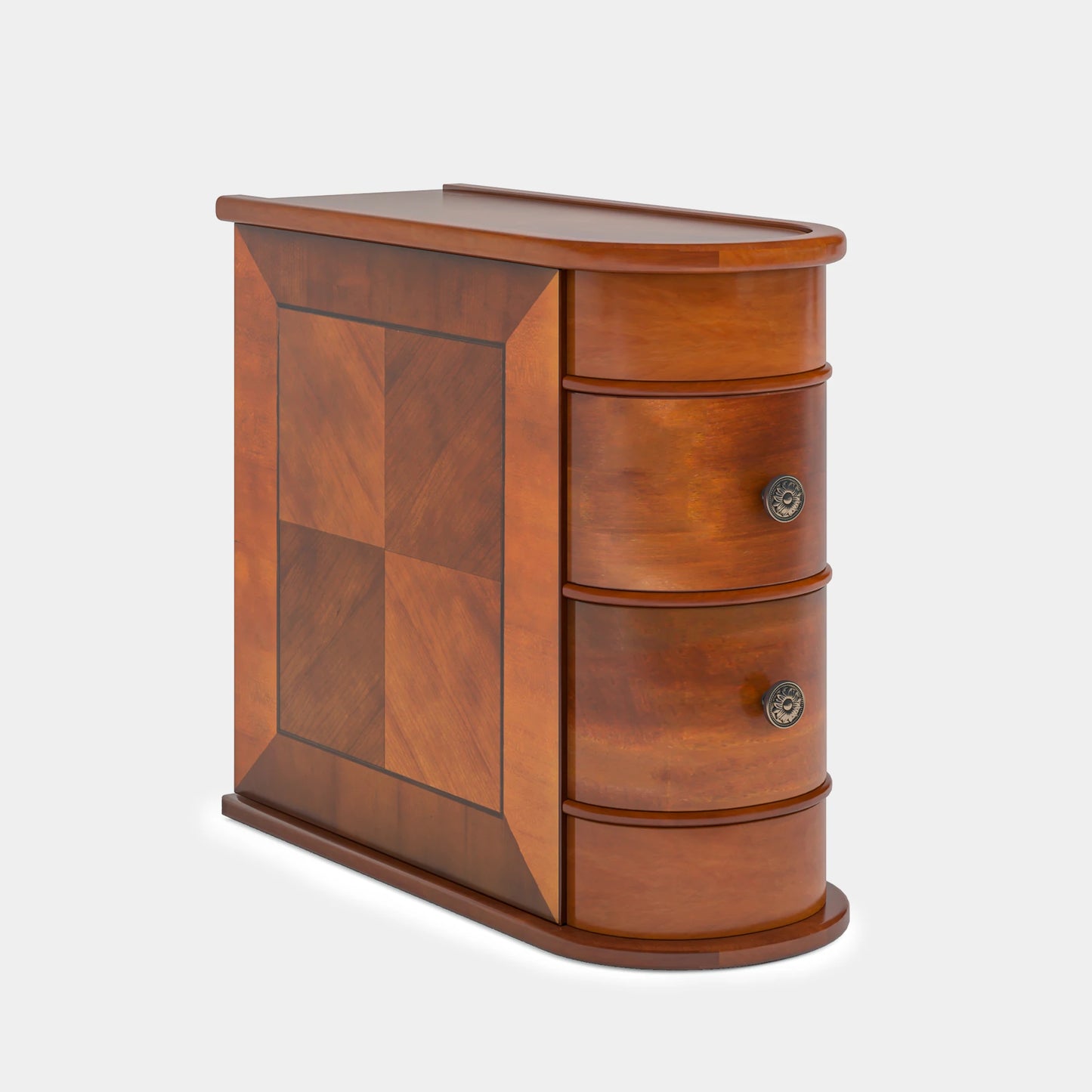 Tribesigns Round Solid Wood End Table With Two Sliding Drawers No Assembly Required Nightstand-A