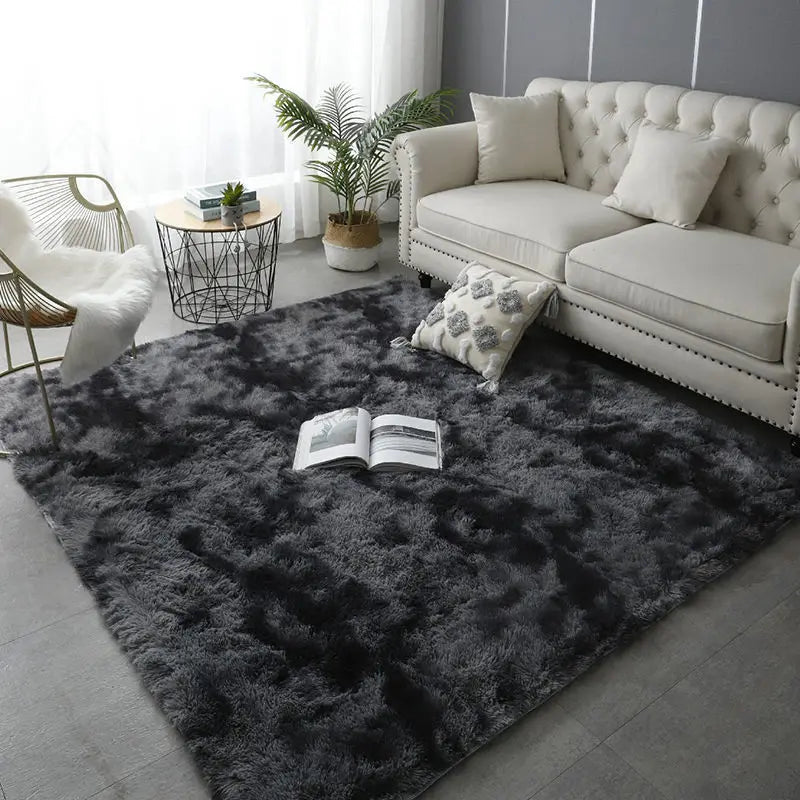 Rakks Tie Dye Silk Plush Geometric Living Room Rug 100 Percent Polyester Pile Ultra Soft-A