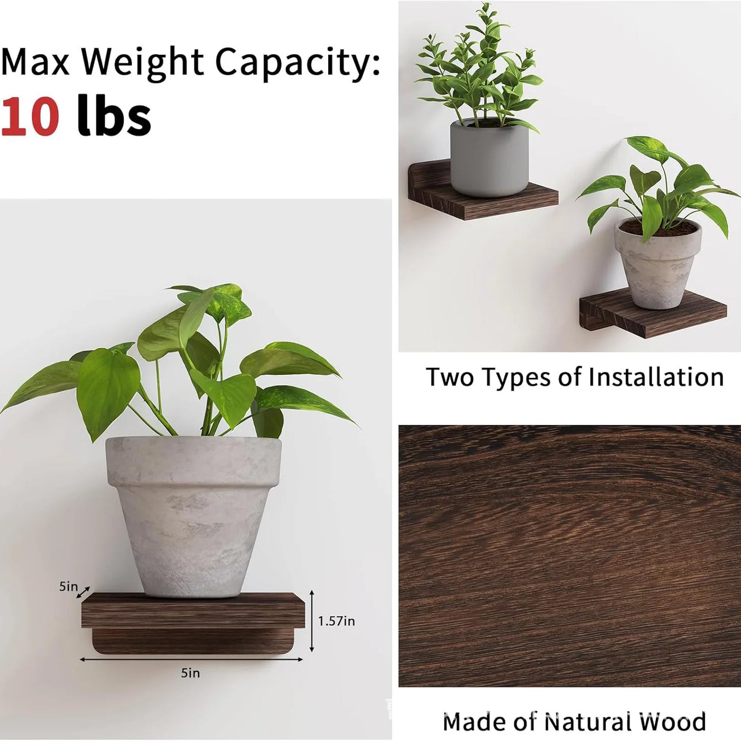 Set Of Four Wooden Wall Mounted Flower Racks For Vertical Plant Display And Wall Decor-A