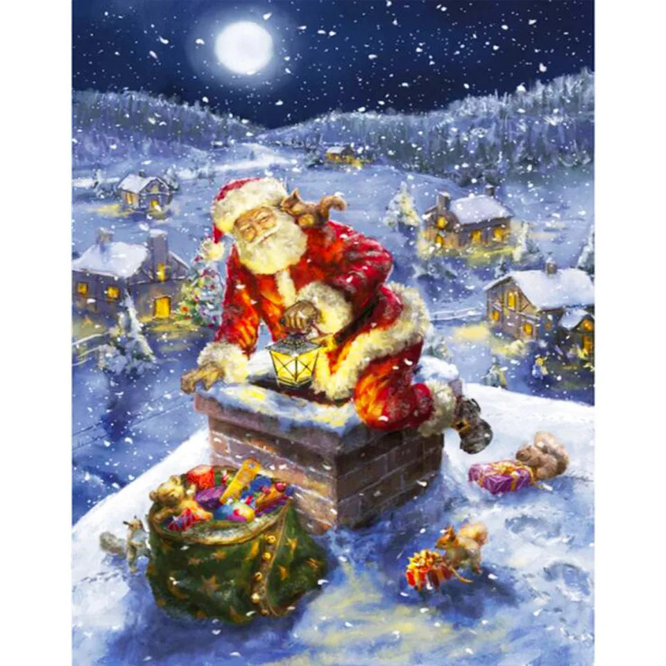 Nianhua 5D Diamond Painting Santa Claus Mosaic Kit Christmas A Full Drill Canvas With Square Or Round Drills-A