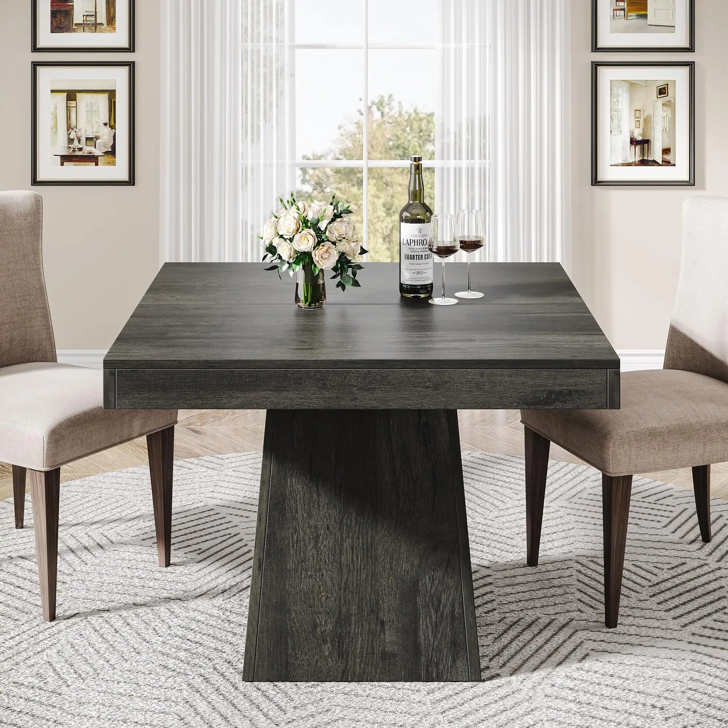 Tribesigns Square Dining Table Farmhouse Style for Small Spaces Kitchen Dining Room-A