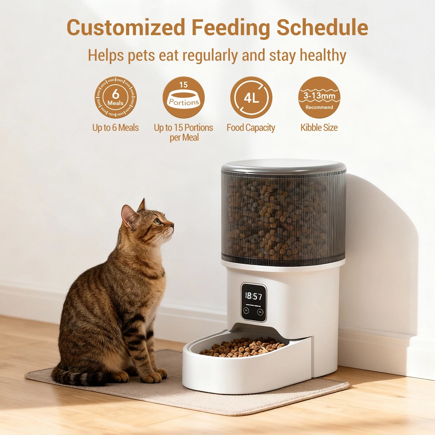 HiMISS Programmable Pet Feeder With Timer And Portion Control Large 4L Capacity For Cats And Small To Medium Dogs-A