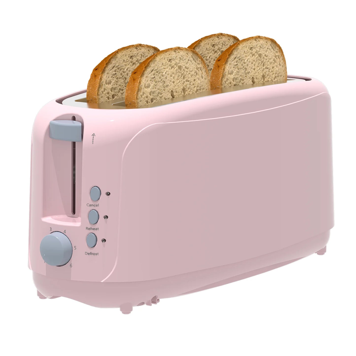 YUKOOL Extra Long Slot Toaster with 6 Browning Levels Defrost Reheat and Space Saving Design for Four Slices-A