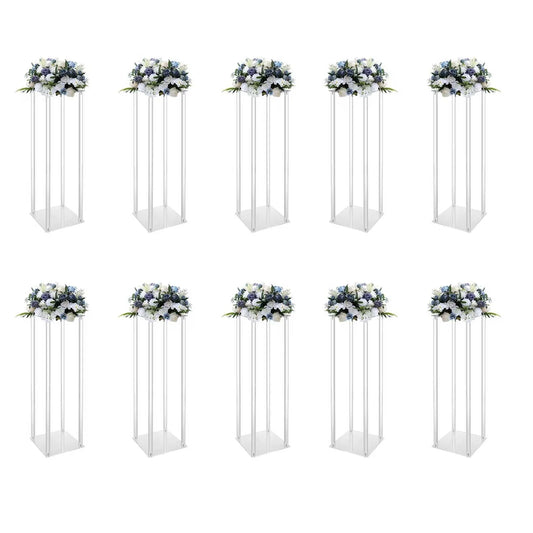 Acrylic Vase Wedding Centerpieces Set Free Standing Clear Column Racks