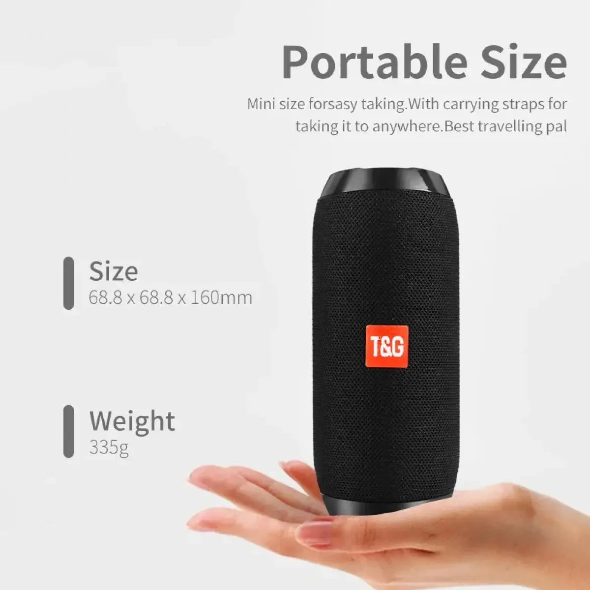 Portable Bluetooth Speaker TWS Wireless IPX5 Waterproof 1200mAh Battery FM Radio With Dual High Performance Drivers-A