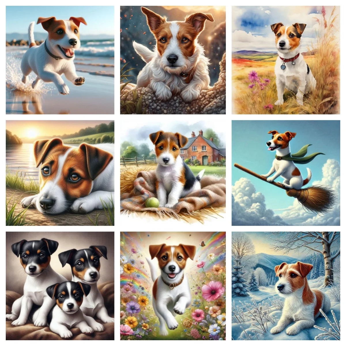 5D Diamond Art Painting Jack Russell Terrier Mosaic Kit A Full Pasting Area Includes Canvas Tools-A