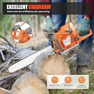 Cheuraivee Gas Powered Chainsaw With Two Stroke Engine Handheld Wood Cutting Tool-A