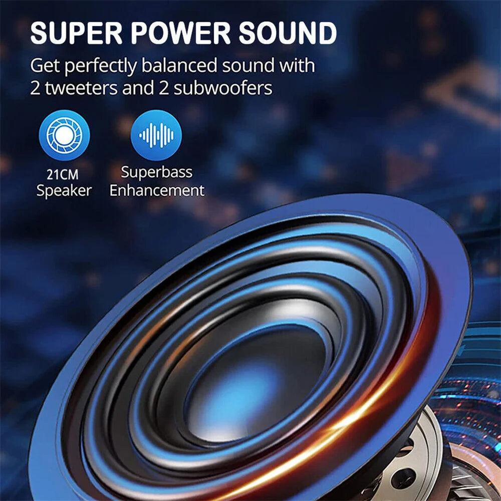 Curuk 3000W Portable Bluetooth Speaker Karaoke DJ System With Dual 8 Inch Subwoofers For Parties And Events-A