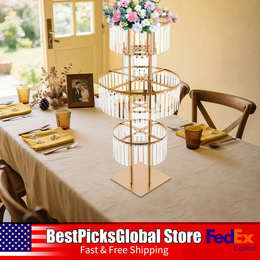 Acrylic Five Tiers Round Flower Stand For Wedding Centerpieces
