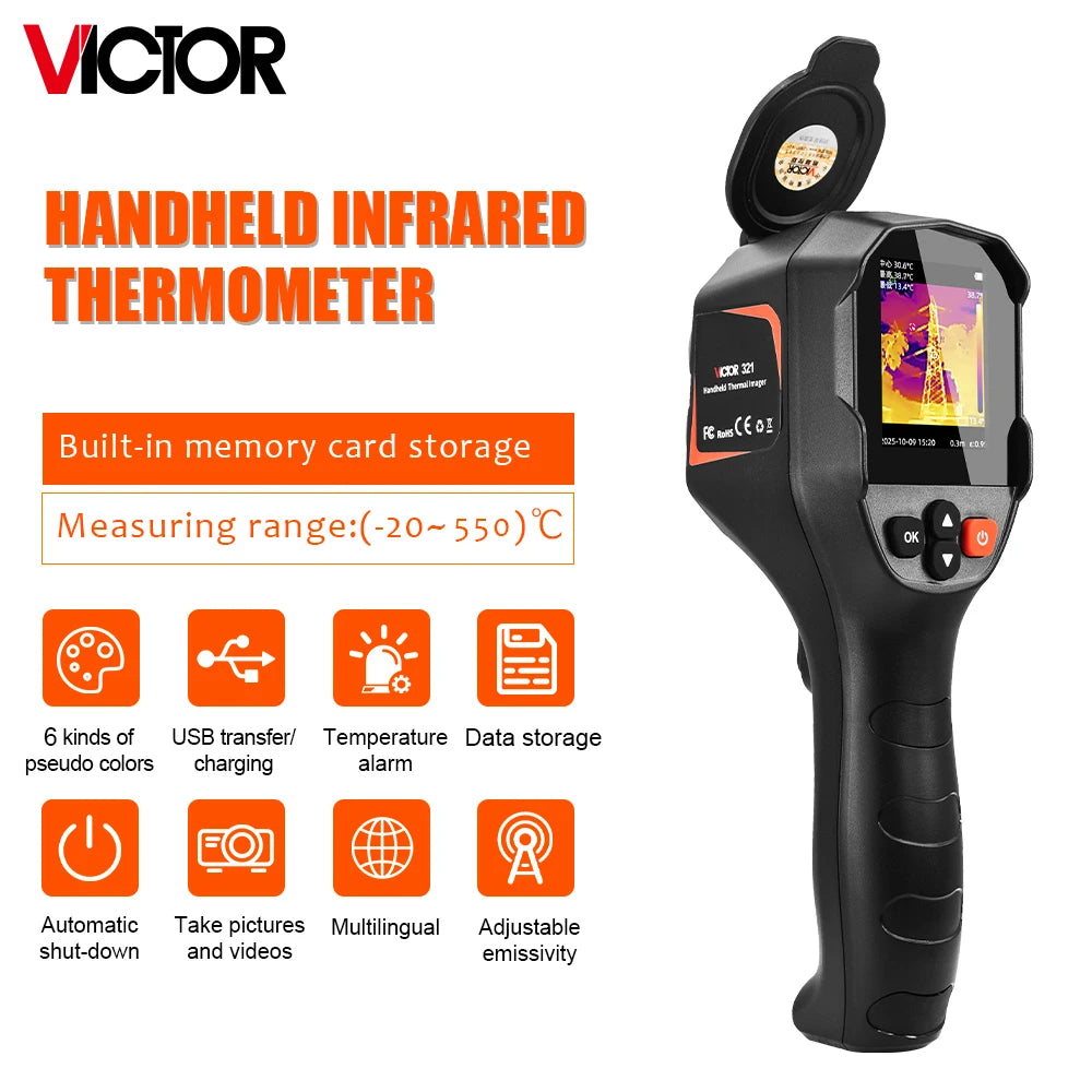 Victor 321 Pro Handheld Thermal Camera Infrared 240x240 25Hz With 60 MilliKelvin Sensitivity And 50 Degree Field Of View-A