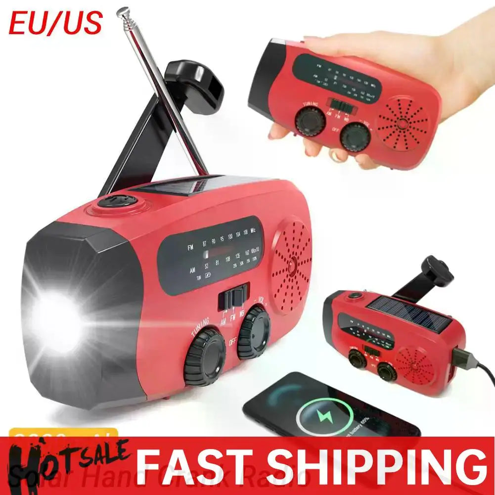 ANENG Portable Emergency Crank Radio With Solar Power And Flashlight