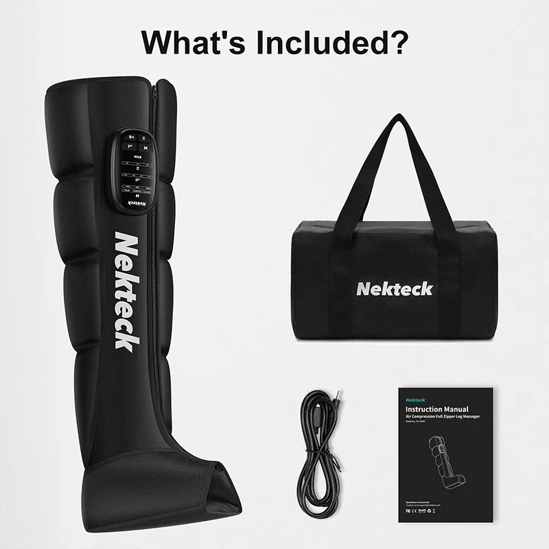 Nekteck Cordless Air Pressure Leg Massager With Four Chamber Foot Boots Kneading And Travel Storage Bag-A