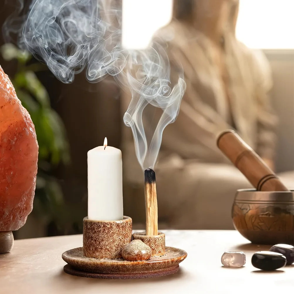 Ceramic Four In One Incense Holder For Yoga Meditation Relaxation Aromatherapy For Mindful Practices-A