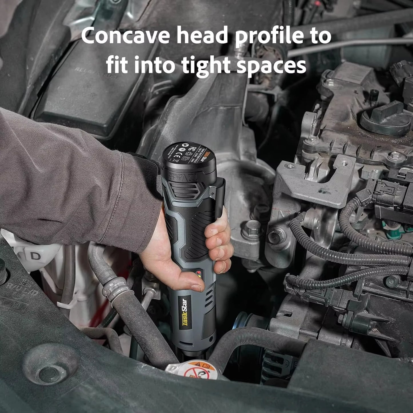 TaskStar 12V Cordless Ratchet Wrench Kit 200 RPM 40 Nm Brushless Motor for Home and Shop Bolt Tightening and Removal-A