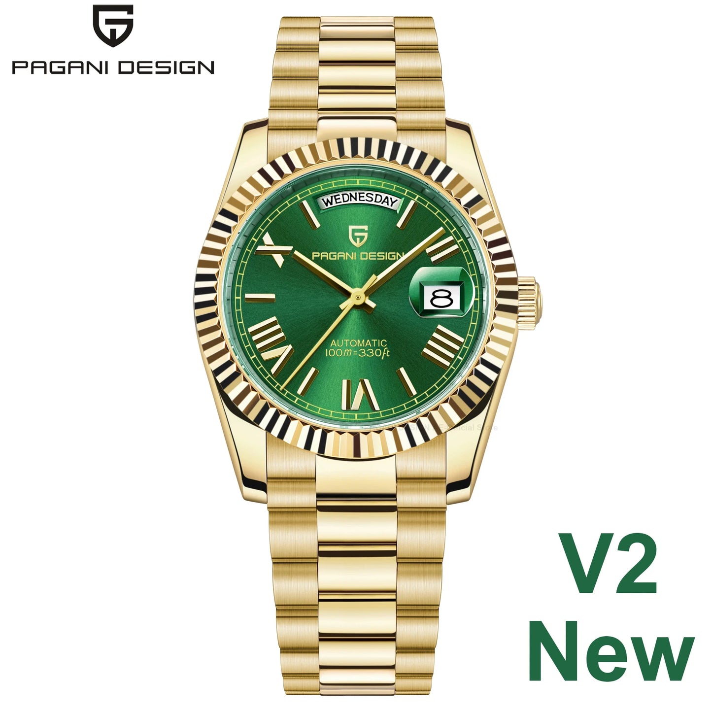 Pagani Design Double Calendar Automatic Sapphire Watch for Men Stainless Steel Case and Bracelet-A