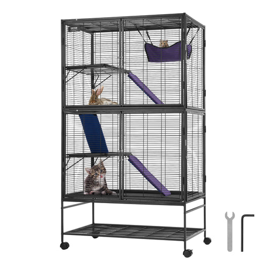 SucceBuy Rolling Four Tier Critter Nation Cage For Small Animals Ferret Hamster