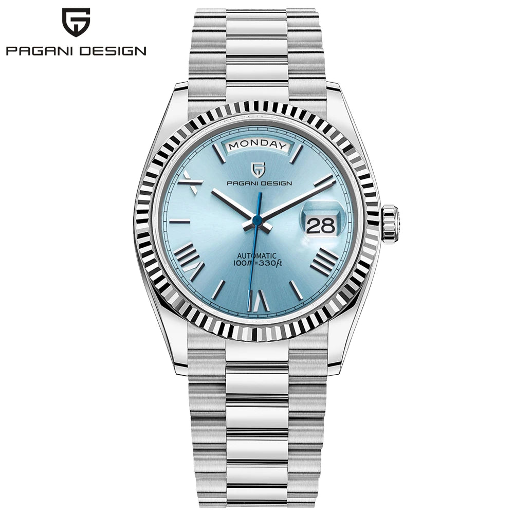 Pagani Design Double Calendar Automatic Sapphire Watch for Men Stainless Steel Case and Bracelet-A