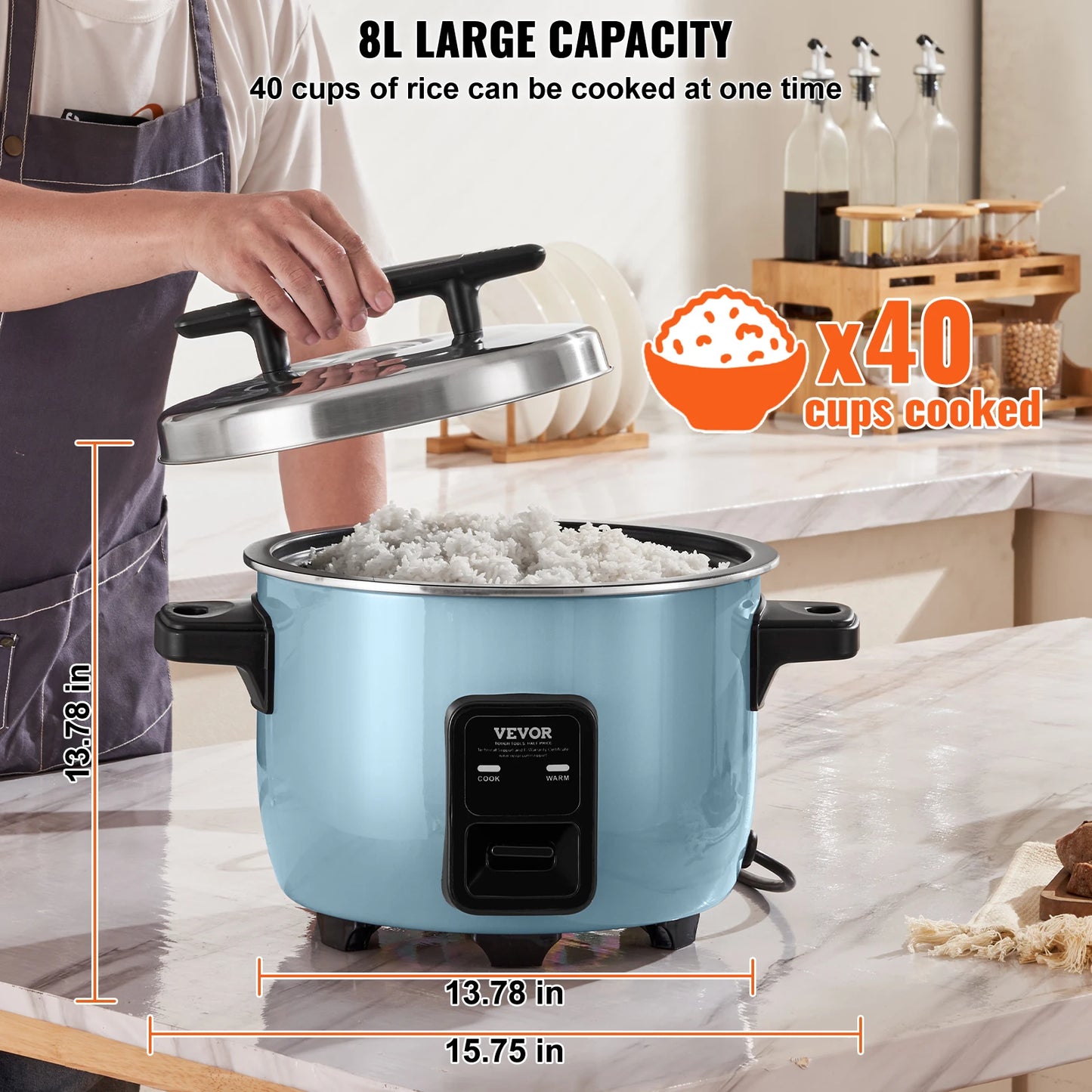 VEVOR Commercial Rice Cooker With Aluminum Nonstick Inner Pot For 24 Hour Keep Warm And Bulk Cooking-A