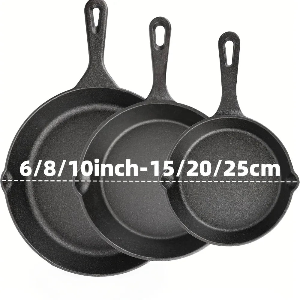 AEDG Cast Iron Skillet Set Preseasoned For Oven Grill Campfire