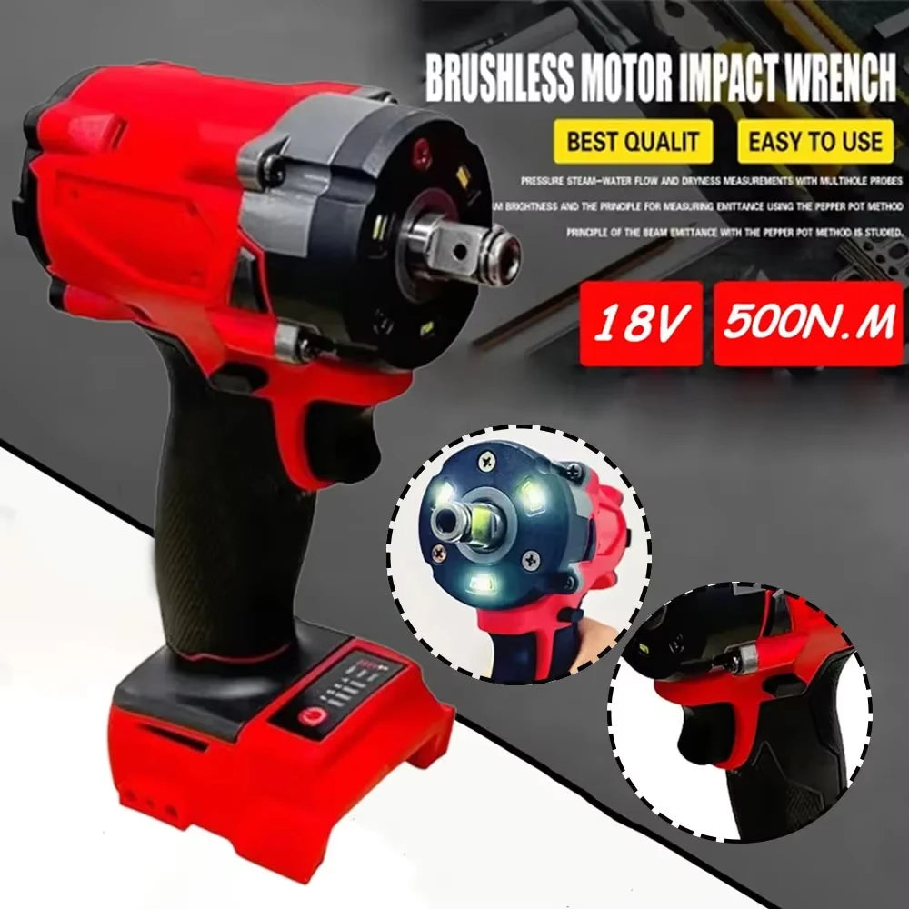 Magnitt Brushless Impact Wrench 500Nm Cordless Tool Half Inch Drive 18V For Lug Nuts And Heavy Fasteners-A
