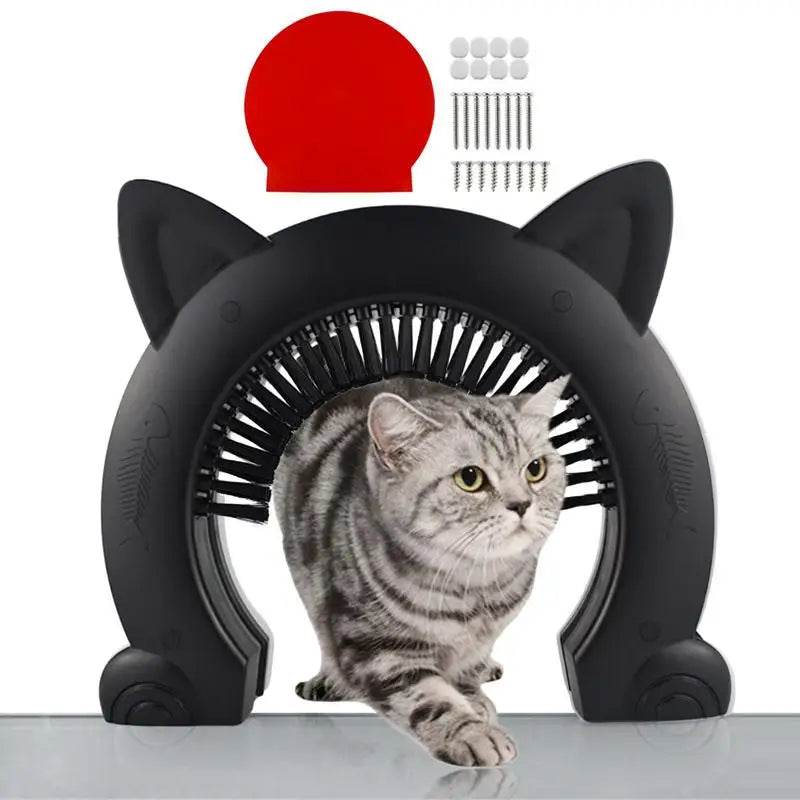 ABS Pet Door Gate With Brush For Cat And Dog Training Auto Self Closing Weather Resistant Pet Barrier-A