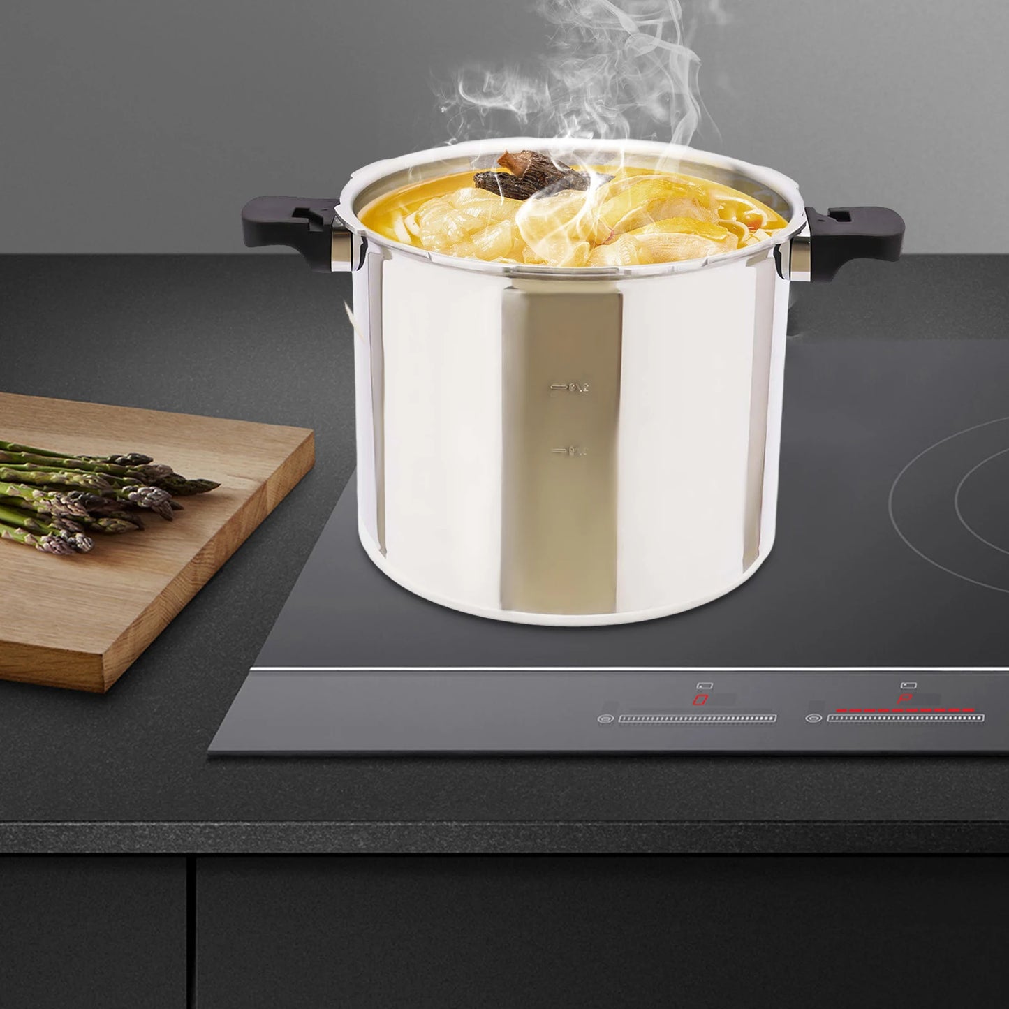 Large Capacity Aluminum Alloy Pressure Cooker 90KPa For Gas Stoves