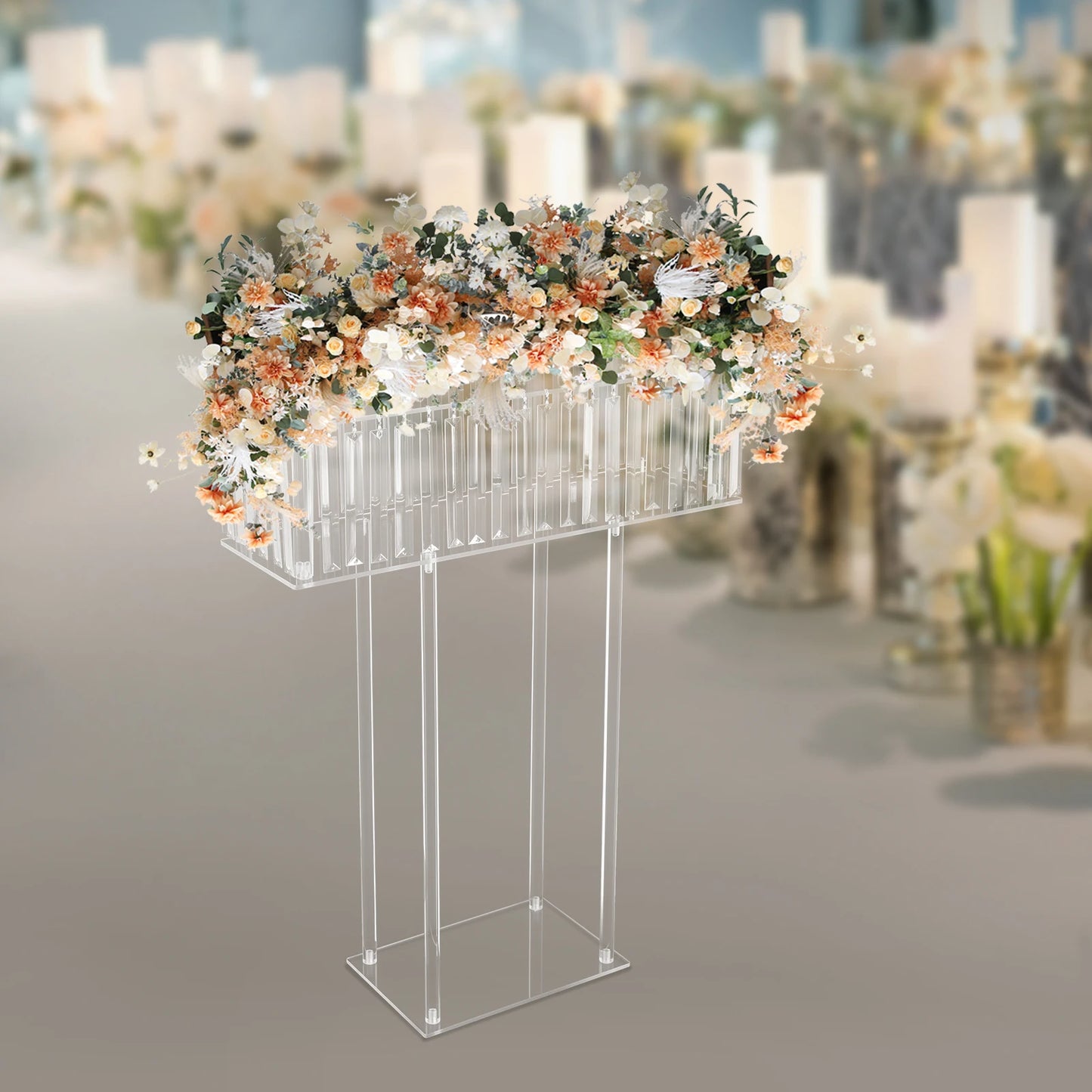 Bymaocar Crystal Flower Stand Wedding Centerpiece And Display Rack Acrylic Modern Geometric 60 By 20 By 78 cm-A