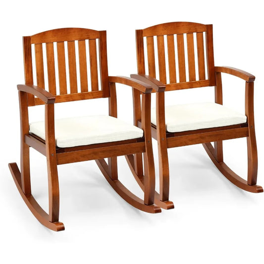 Wooden Rocking Chair With Cushion For Indoor Outdoor Use 450 Lbs