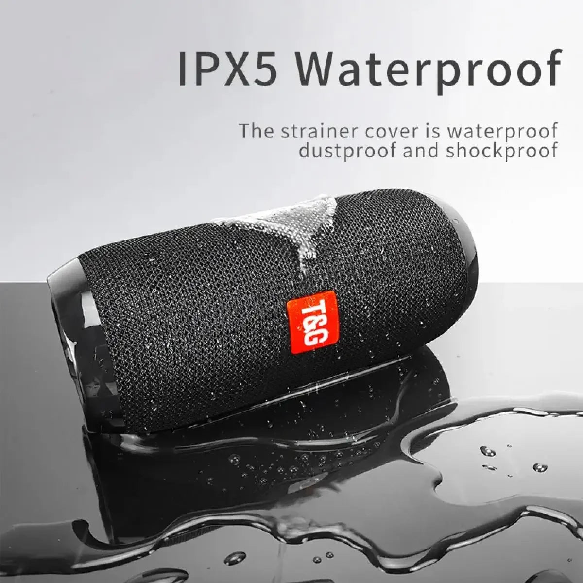 Portable Bluetooth Speaker TWS Wireless IPX5 Waterproof 1200mAh Battery FM Radio With Dual High Performance Drivers-A