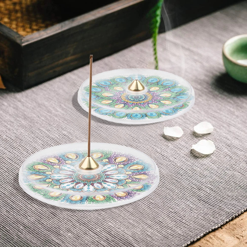 2Pcs Acrylic Diamond Painting Incense Holder Aroma Stand