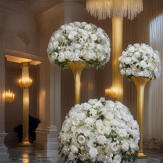 NONECN Artificial Embroidered Rose Ball for Wedding Decor