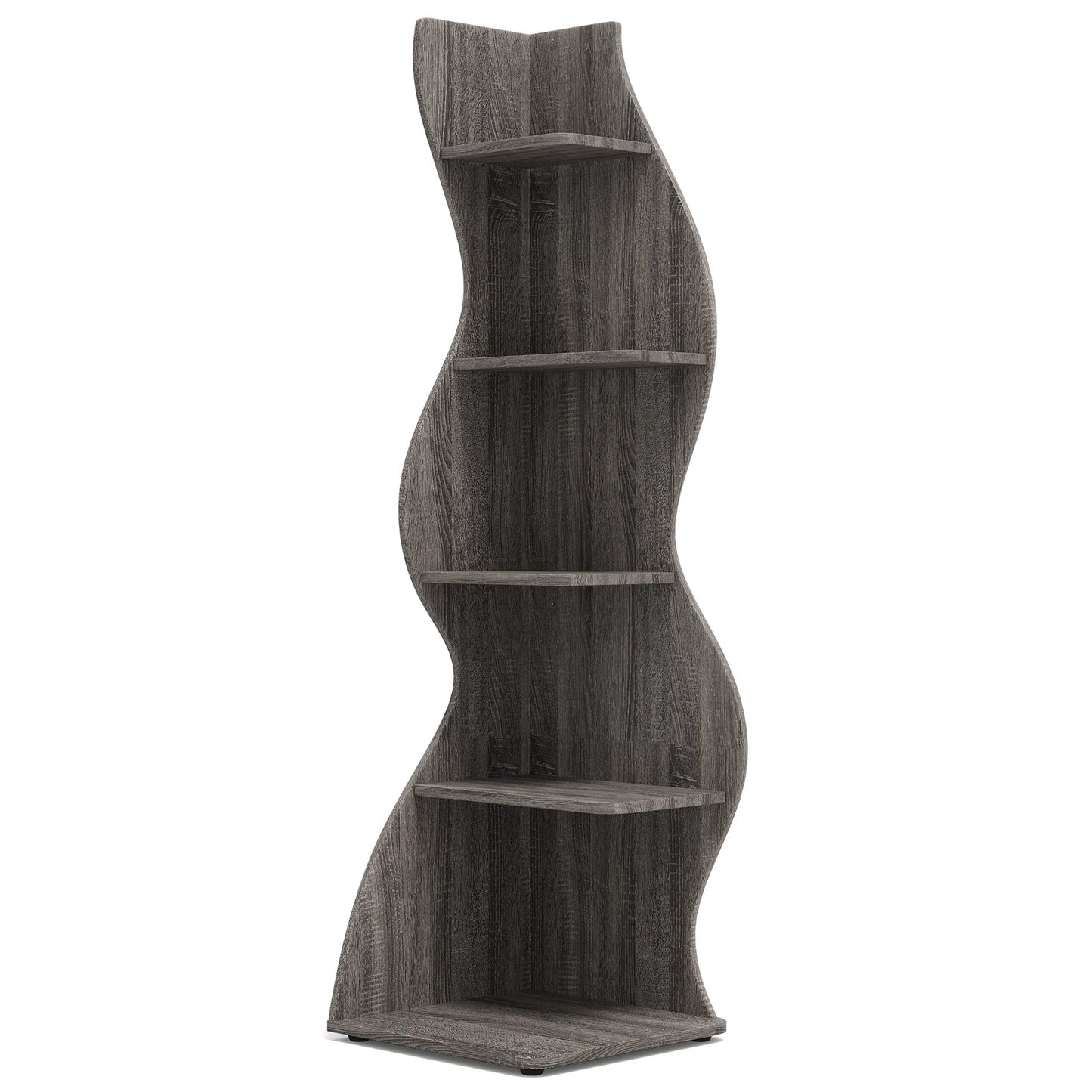 Tribesigns 5 Tier Corner Shelf Wall Organizer Bookcase Plant Stand White Finish Minimalist Modern Space Saver-A