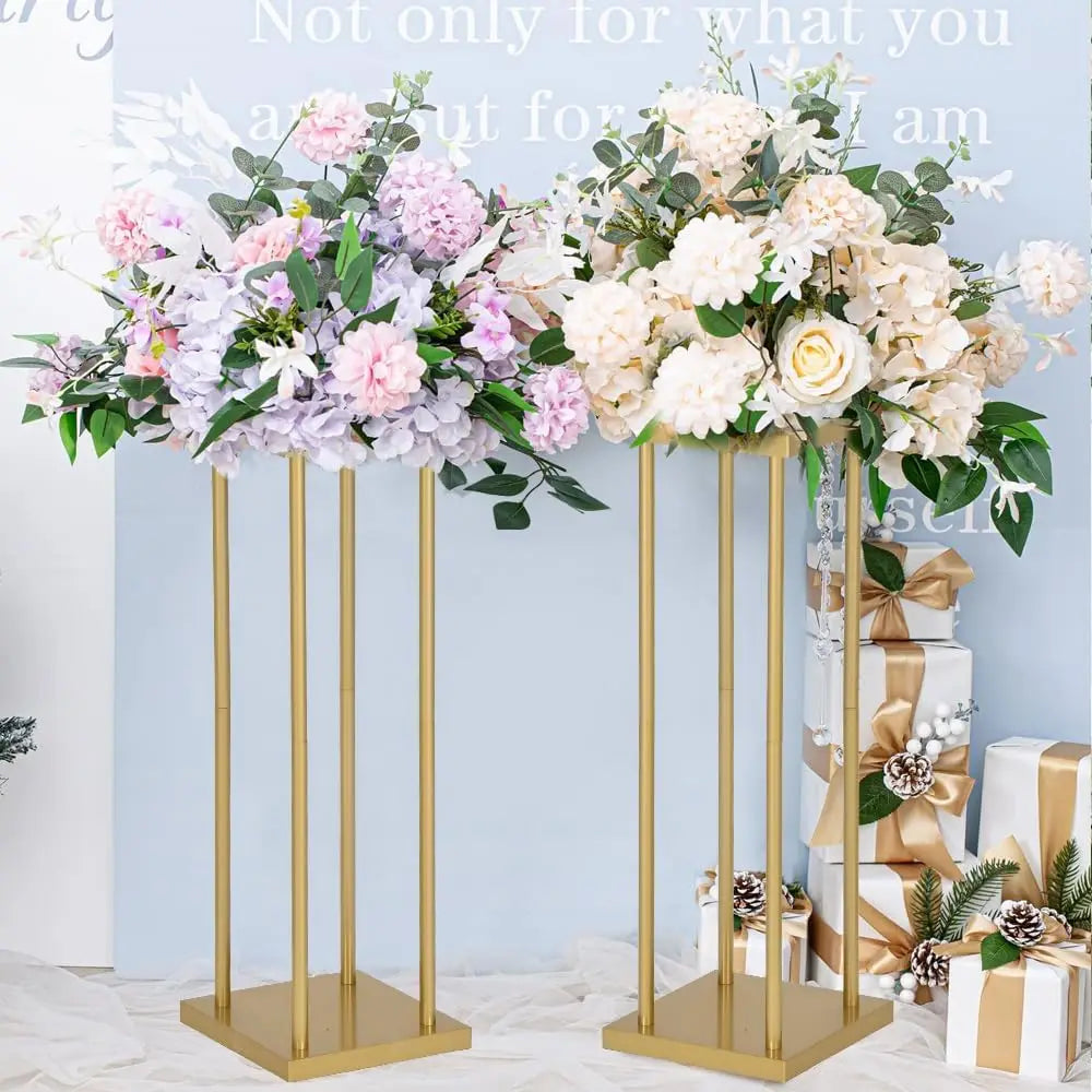 Wedding Flower Stand Metal Display Rack For Tables With Cube Base Stability For Tabletop Decor-A