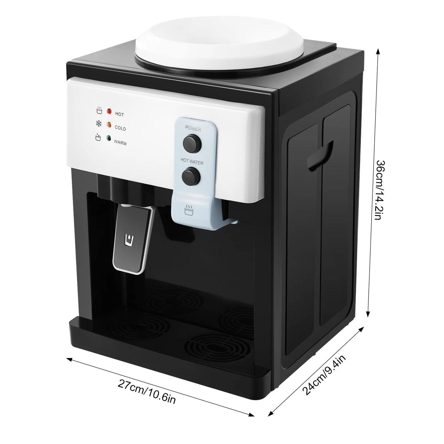 HS 09 Hot Cold Desktop Water Dispenser With Detachable Reservoir And Stainless Steel Liner For Home Office-A