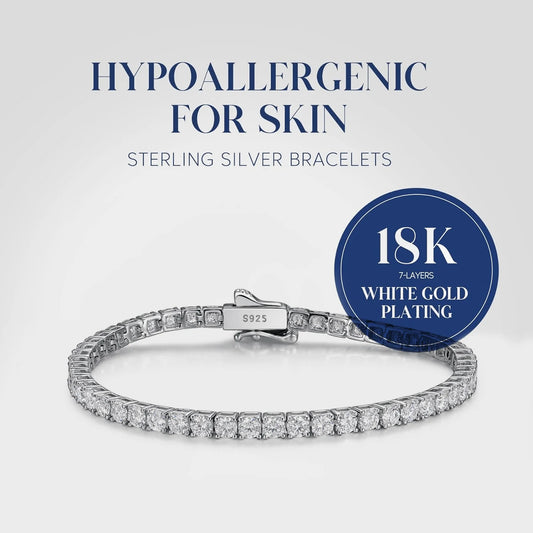 S925 Sterling Silver Tennis Bracelet With Moissanite Hypoallergenic