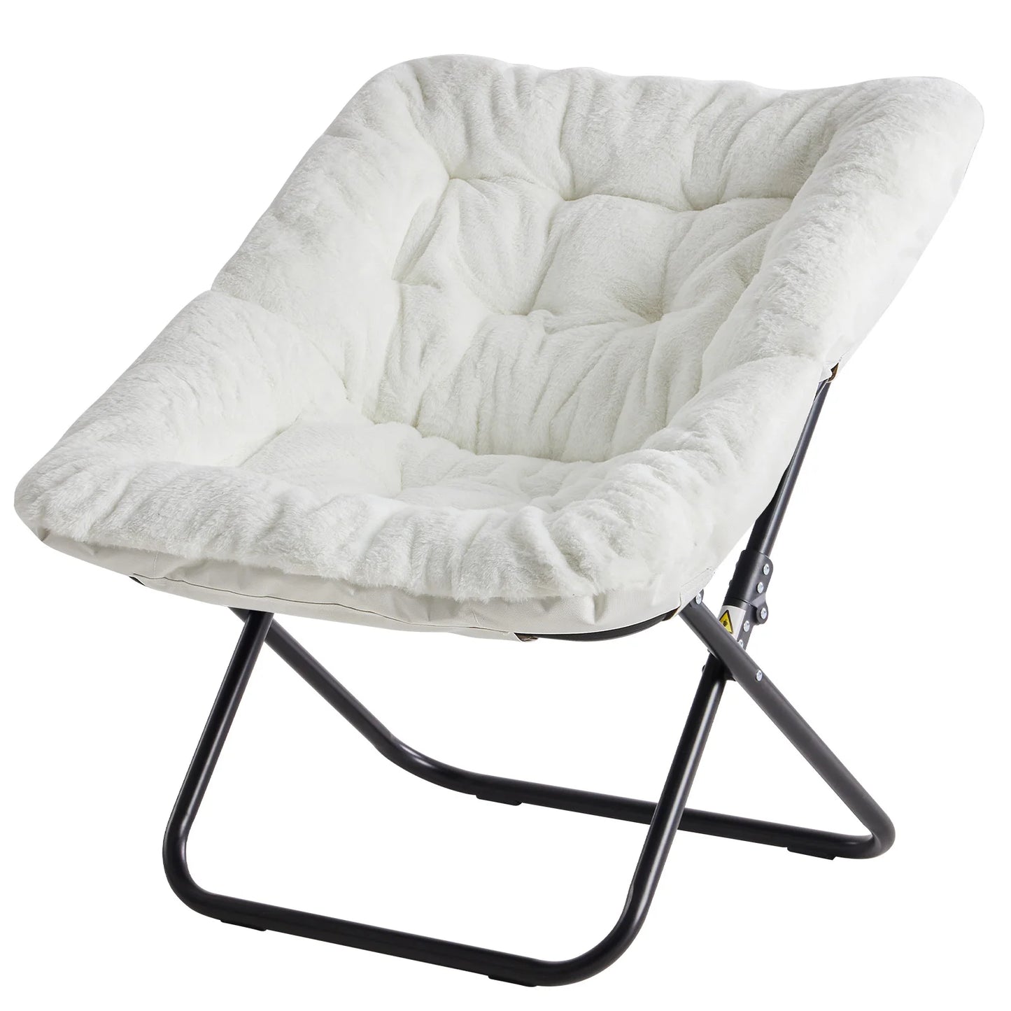 JHK Cozy Saucer Chair With Soft Faux Fur Padded Seat For Lounging Reading And Television Gaming-A