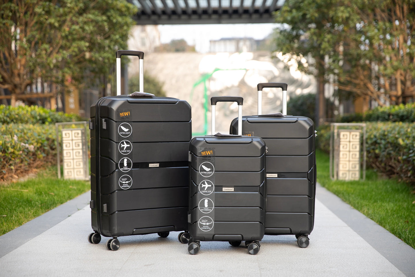 Travelhouse 3 Piece Hardshell Spinner Luggage Set with TSA Lock Durable Lightweight Suitcases for Carry On and Checked-A