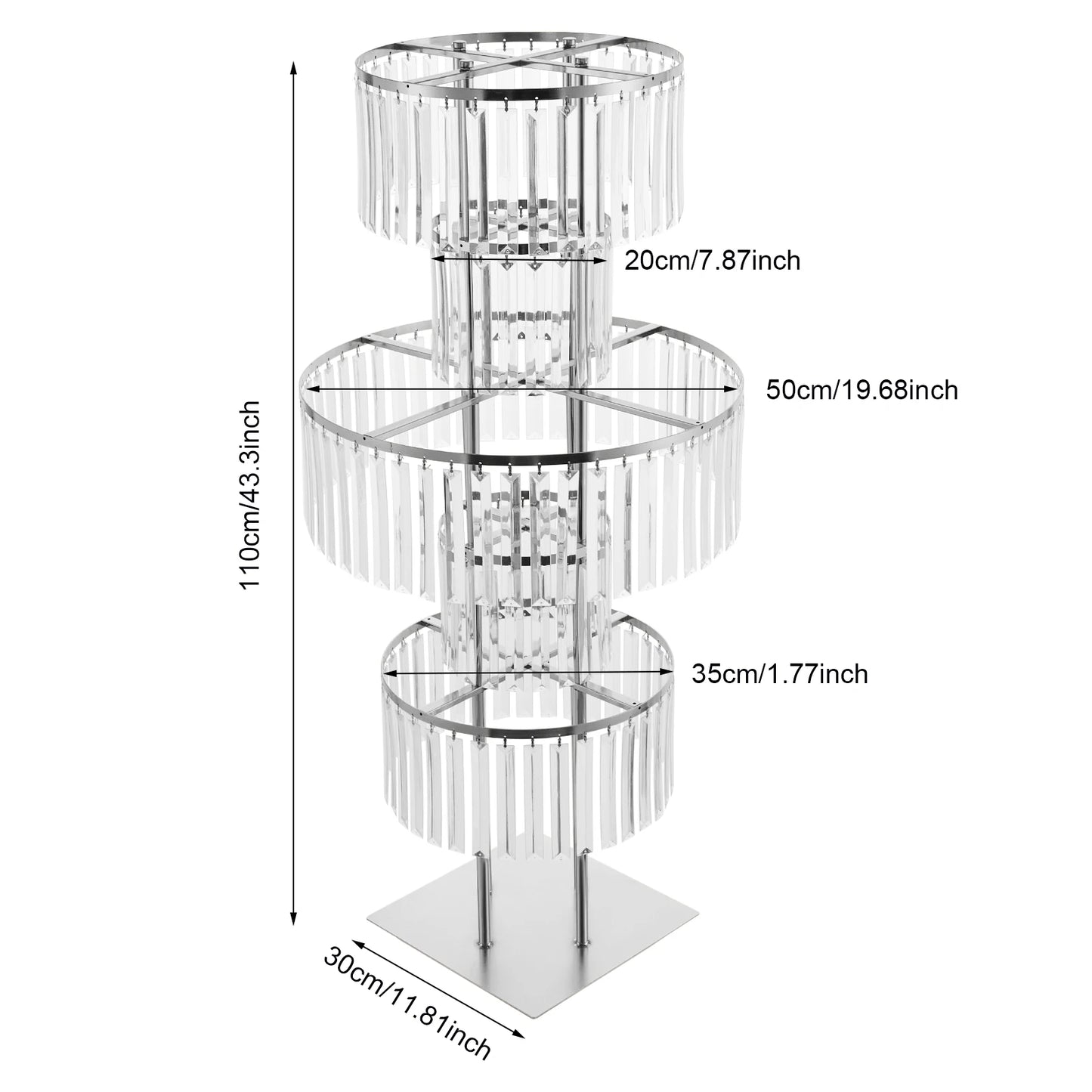 NONECN Five Tier Crystal Flower Stand Wedding Centerpiece Iron and Acrylic Electroplated Finish Rust Resistant-A