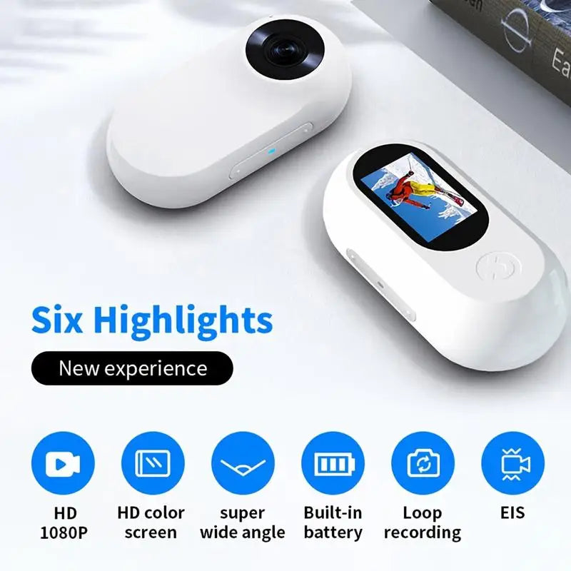 Pet Collar Camera HD 1080p Mini With Screen For Outdoor Recording Built In 0.96 Inch LCD-A